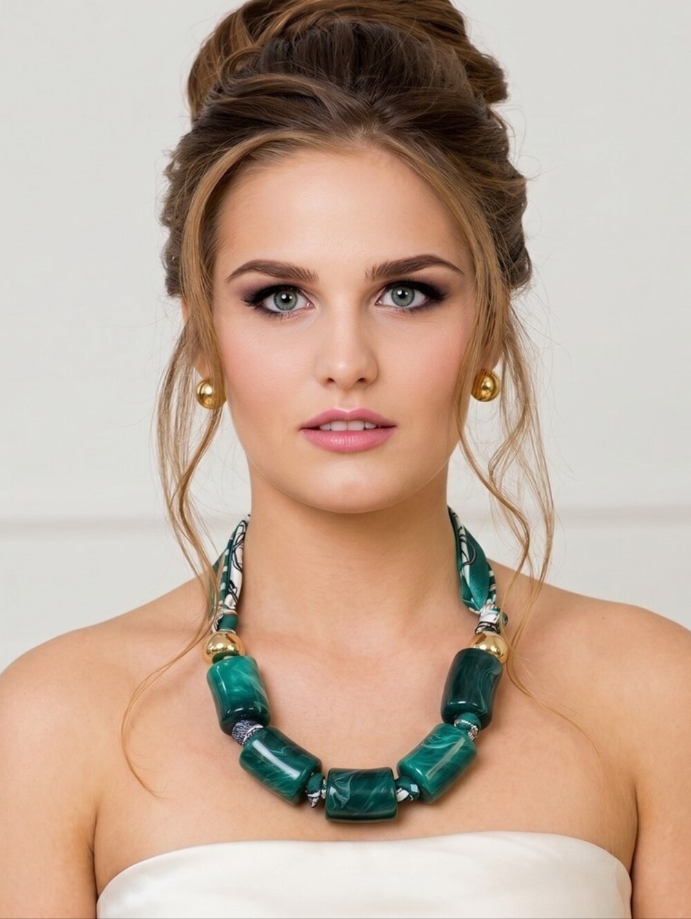 💚▪️Piper K▪️ 45" Adjustable Chic Green and Gold Scarf Necklace